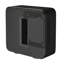 Premium, elegant, and unique Sonos Sub wall mount from Mountson Australia. Enjoy the highest quality material, fit & finish with flat-rate shipping Australia Wide. Right side view with Sonos Subwoofer.